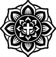 A solid style icon of holy flower tattoo vector