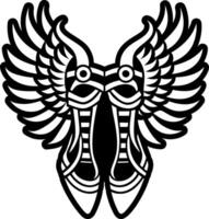 A glyph style icon of winged shoes symbol vector