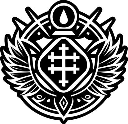 A glyph style icon of angelic symbol tattoo