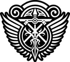 A solid style icon of quirinus wings tattoo vector