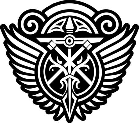 A solid style icon of quirinus wings tattoo