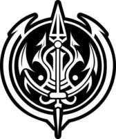 A solid style icon of neptune trident symbol vector