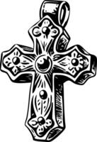 A vintage style illustration of a cross pendant vector