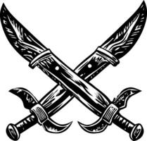 A vintage style illustration of crossed swords vector