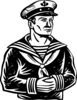 A vintage style illustration of a sailor character vector