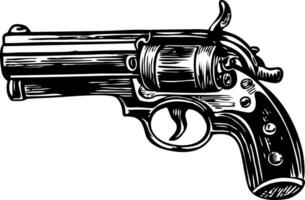 A vintage style illustration of a revolver vector