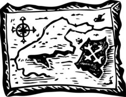 A sketchy style illustration of a pirate map vector