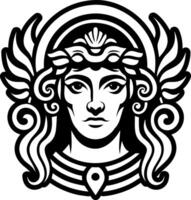 A solid style icon of minerva goddess symbol vector
