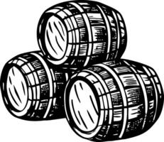 A vintage style illustration of rum barrels vector