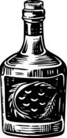 A vintage style illustration of a rum bottle vector