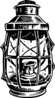 A vintage style illustration of oil lantern vector