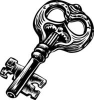 A pirate skull key illustration in vintage style vector