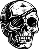 A sketchy style illustration of a skull patch vector