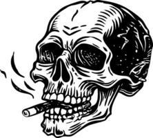 A vintage style illustration of a smoking skull vector