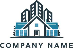A house logo with a blue background vector