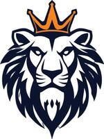 Lion head with crown on head vector