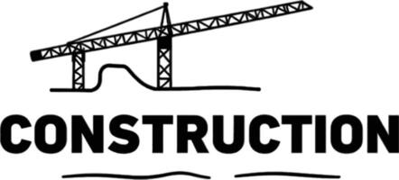 Construction logo with crane and text vector