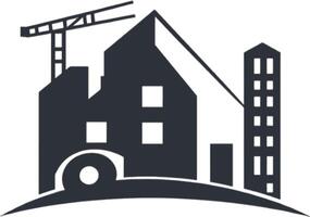 A building with cranes and a crane on top vector