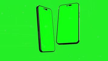 Effect of Smartphone with green screen isolated animation on white background. 4K animation with mobile phone mockup and motion zoom effect video