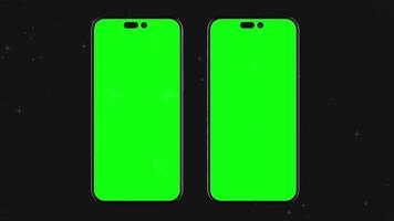 Smartphone with green screen isolated animation on white background. 4K animation with mobile phone mockup and motion zoom effect video