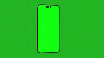 Smartphone with green screen isolated animation on white background. 4K animation with mobile phone mockup and motion zoom effect. video