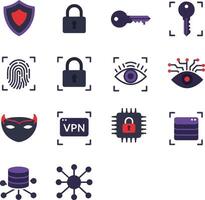 Various icons of security and surveillance vector