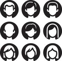 A set of black and white people avatars vector