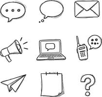 Hand drawn icons of communication and communication vector