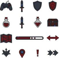 A set of different icons for a game vector