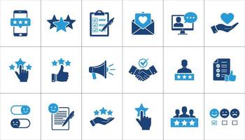 Customer Feedback, Reviews Icons set. Ratings, Satisfaction, Surveys. simple flat solid icons set vector