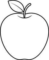 Minimalist Apple Line Art - Simple Fruit Outline with Leaf vector