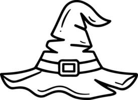 Wavy Witch Hat Line Art - Spooky Halloween Illustration for Magical Themes vector