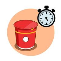 Tutorial How to Cook Instant Cup Noodle Step 4, Close the Lid and Wait for a Few Minutes vector