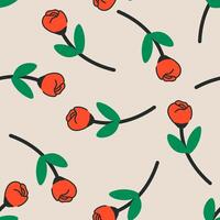 Red Rosebuds Simple Floral Pattern vector