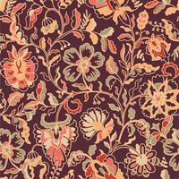 Rococo Leaves Pattern On brown vector