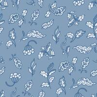 Botanical Sketch Leaf Blue Pattern vector