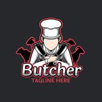 Logo template for chef butcher meat expert vector