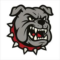 Aggressive bulldog head with prominent sharp teeth and an intense expression. vector