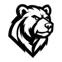 Stylized black and white bear illustration featuring a strong, bold design. vector