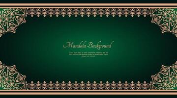 mandala background with gold borders top and bottom vector