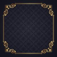 vintage gold frame with black abstract pattern background vector
