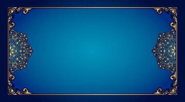 gold ornament frame on blue gradient background vector