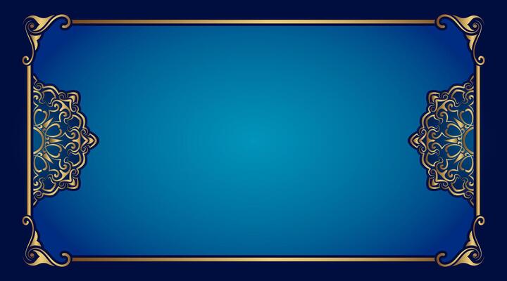 gold ornament frame on light blue gradient background