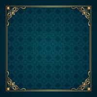 vintage gold frame and green abstract pattern vector