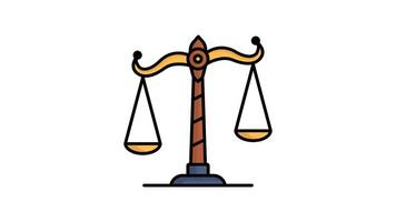 Scales of justice animated icon. suitable for user interface, provide visual feedback and more. alpha channel. green screen and transparent background video