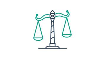 Scales of justice animated icon. animated icon related to law. alpha channel. green screen and transparent background video