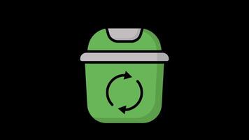 Trash animated icon. animated icon related to utilities. suitable for user interface, provide visual feedback and more. alpha channel, transparent background video