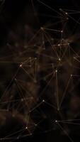 Plexus tech background with glowing golden connecting lines and data nodes. Digital data network connections concept. This vertical technology animation is full HD and a seamless loop. video