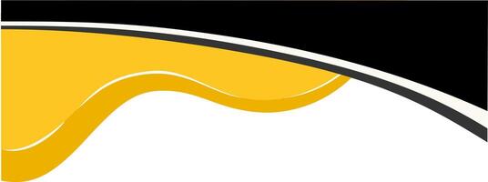 Black Curve Line and Yellow Wave Shape. Decorative Element of Header and Corner Border Frame. vector
