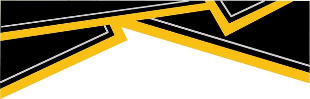 Black Geometric Shapes With White and Yellow Lines. Decorative Element of Header and Corner Border Frame. vector